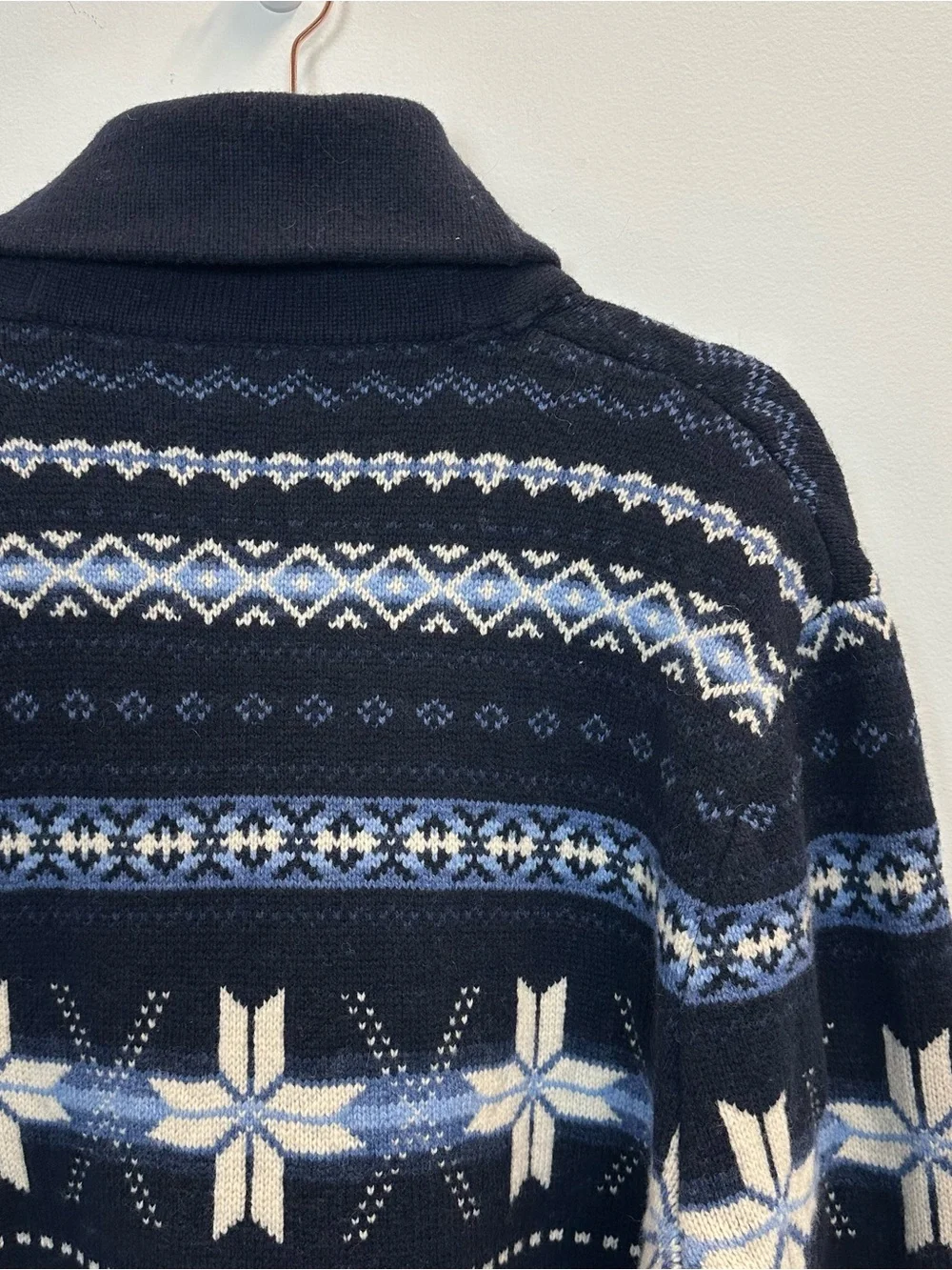 Polo by Ralph Lauren Snowflake Wool Shawl Jumper Sweater XL